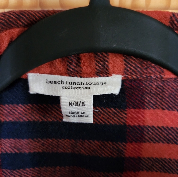 Plaid Zip-Up Jacket in Reddish Orange and Blue - Picture 2 of 8